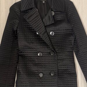 bebe Quilted Black Double-Breasted Pea Coat